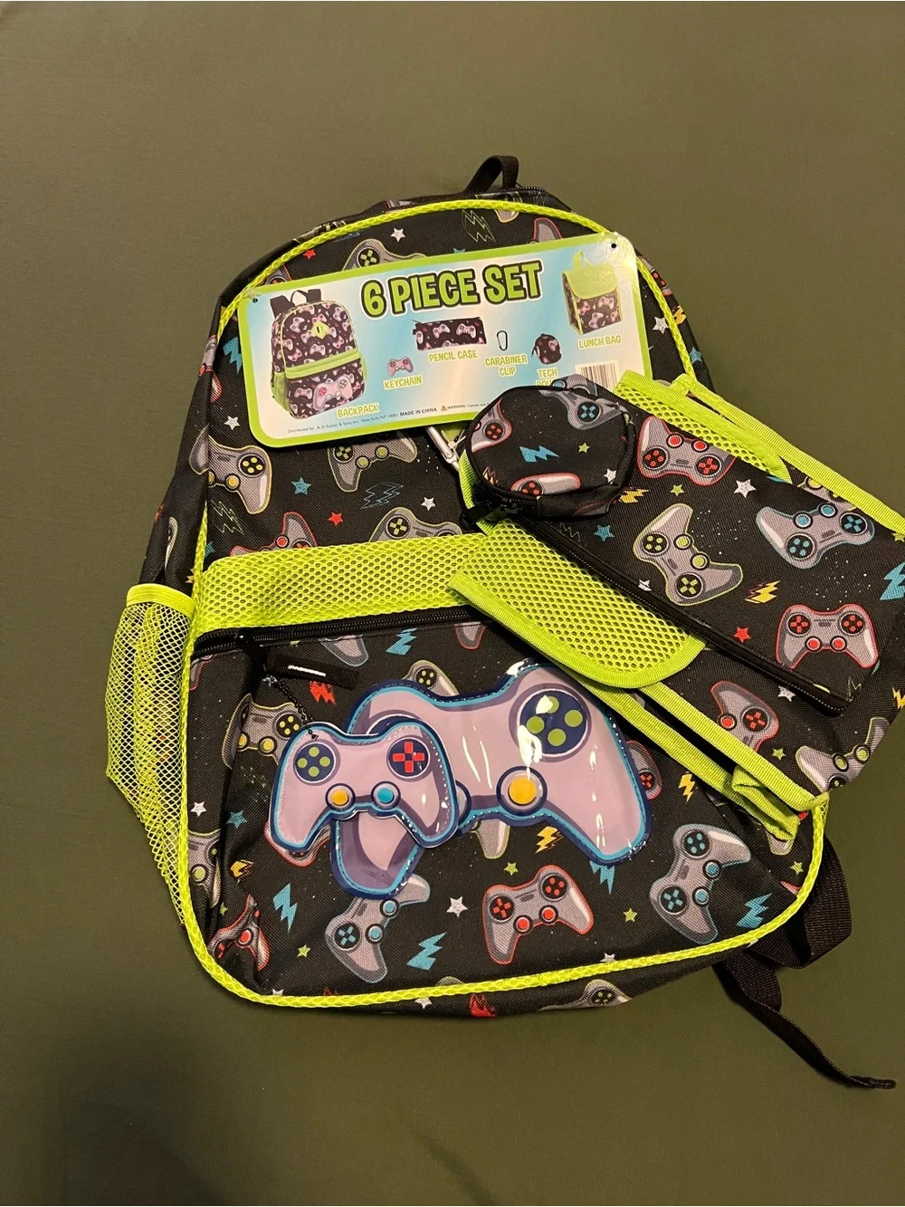 Kids 6-Piece Gamer Backpack Set